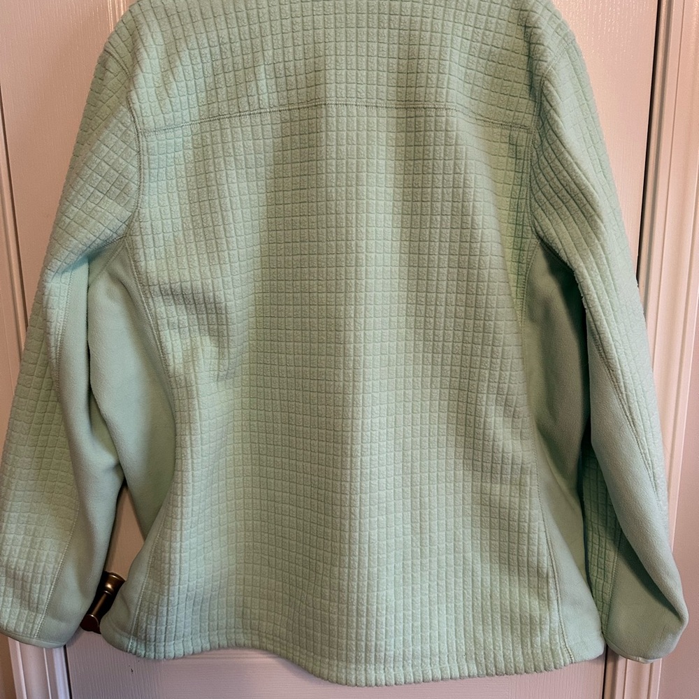 Woman’s Mint Green Fleece Jacket with Hunter Green Accents - Picture 10 of 12